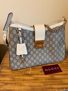 Gucci Supreme Padlock Canvas Shoulder Bag